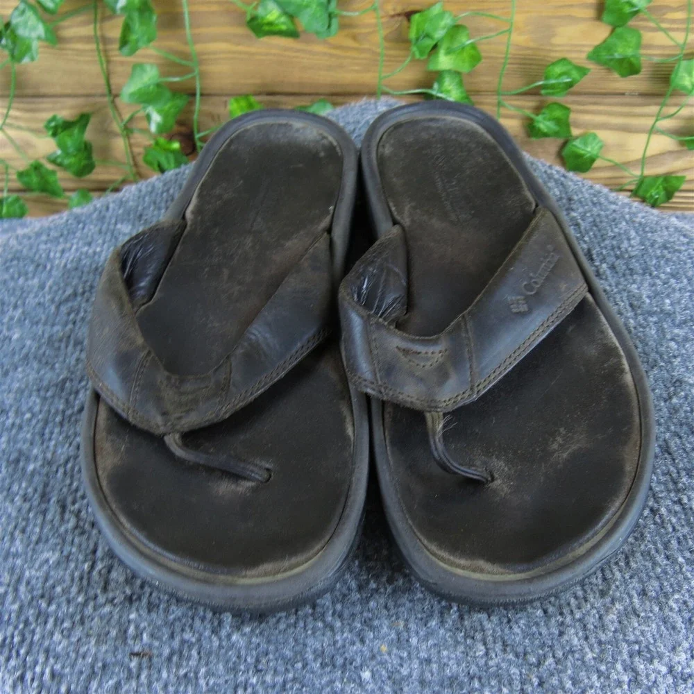 Columbia Men's  Flip Flop Brown Leather Size 10‎ Medium  Used 2025
